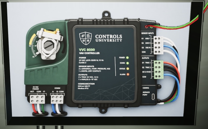 Controls University VVC 8000 controller installed in a realistic VAV environment
